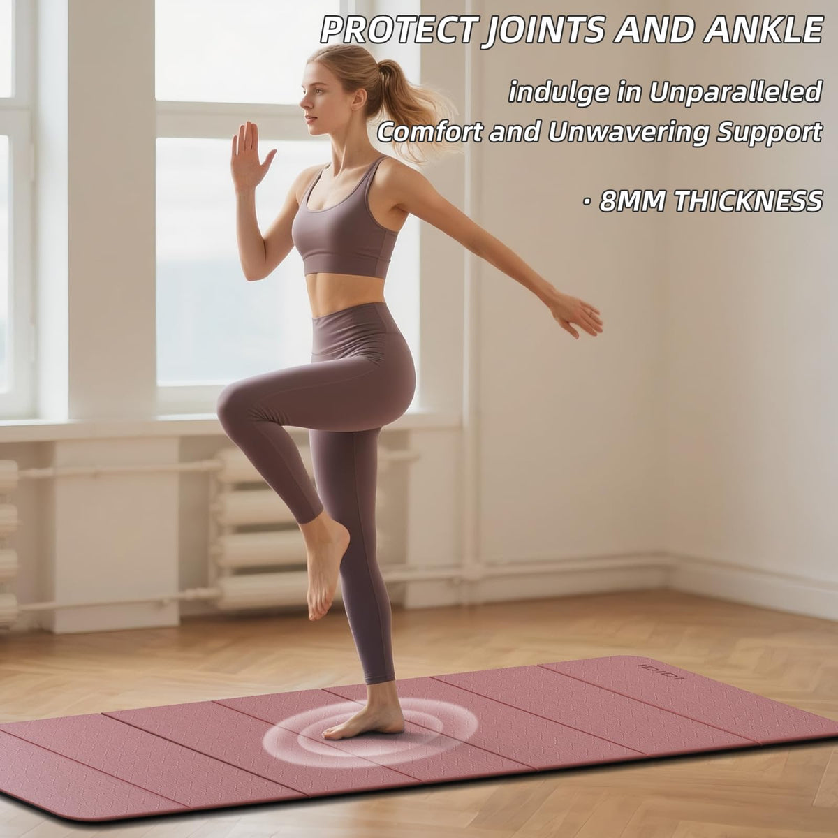Foldable Yoga Mat Thick 0.32" (Deep Pink)