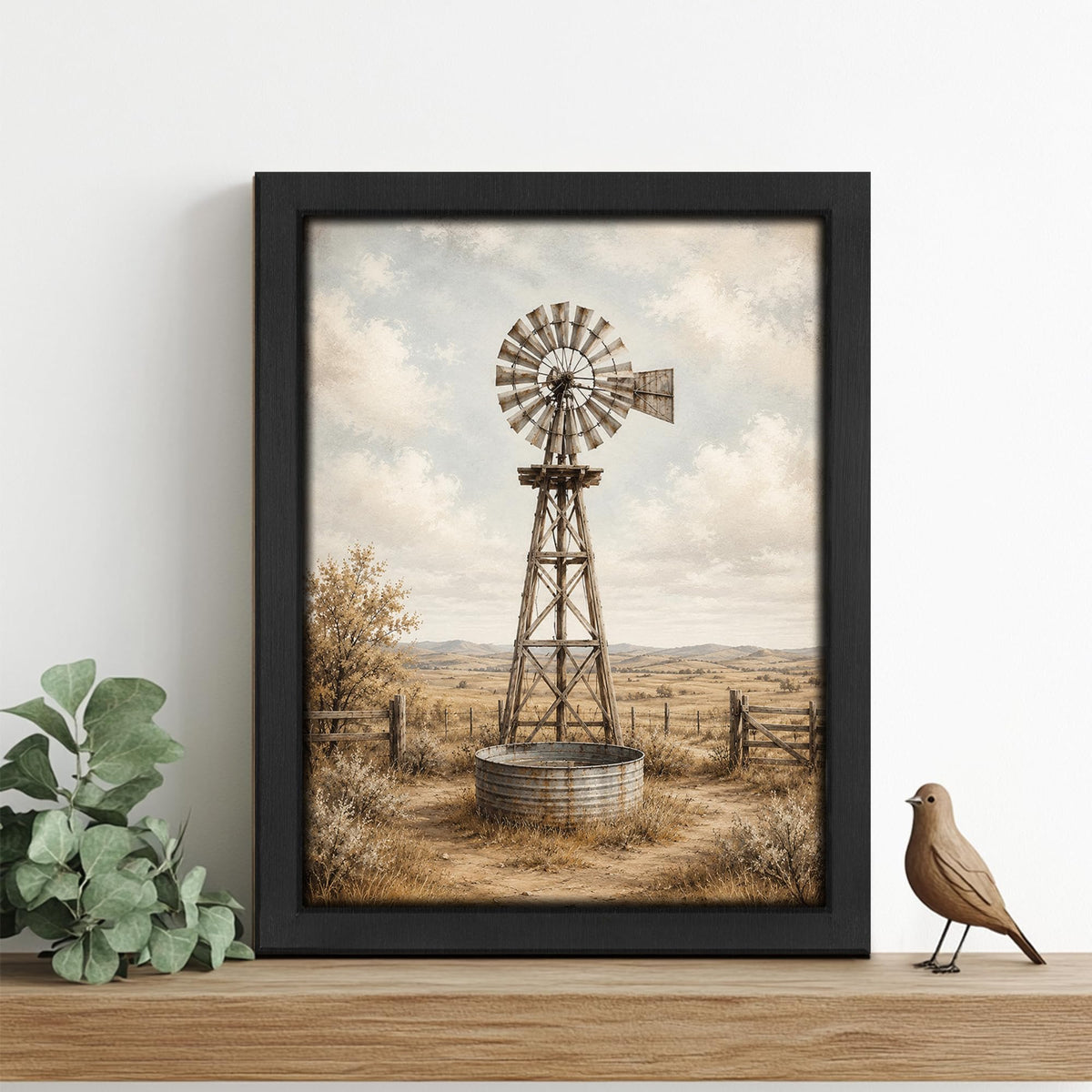 Rustic Windmill Decor Wall Art (Wall Art Framed 68 / 16"L x 12"W)