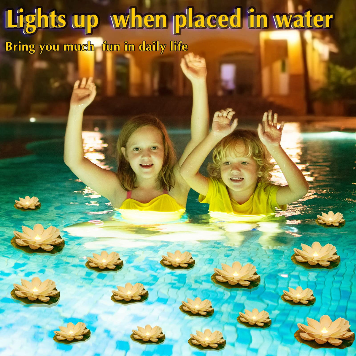 24 Pcs Diwali Floating Lotus Lights (White / 3.94, 5.91 Inch)