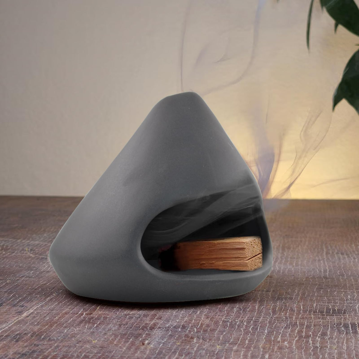 Palo Santo Holder Ceramic Incense Burner Holder Sage Holder for Burning (Black)