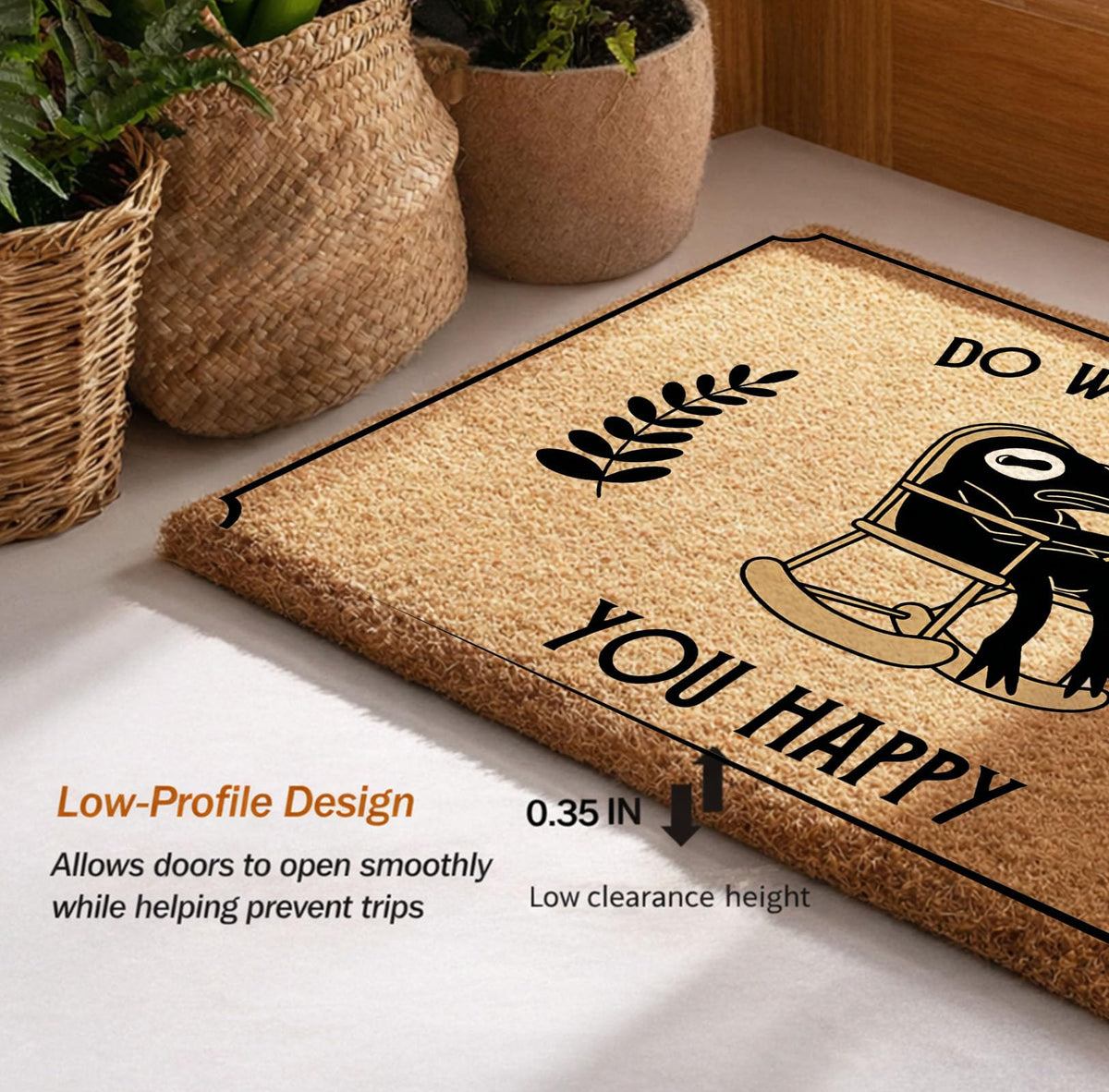 Retro Zen Frog Do What Makes You Happy Coir Welcome Doormat 17x30 (Happy Frog)