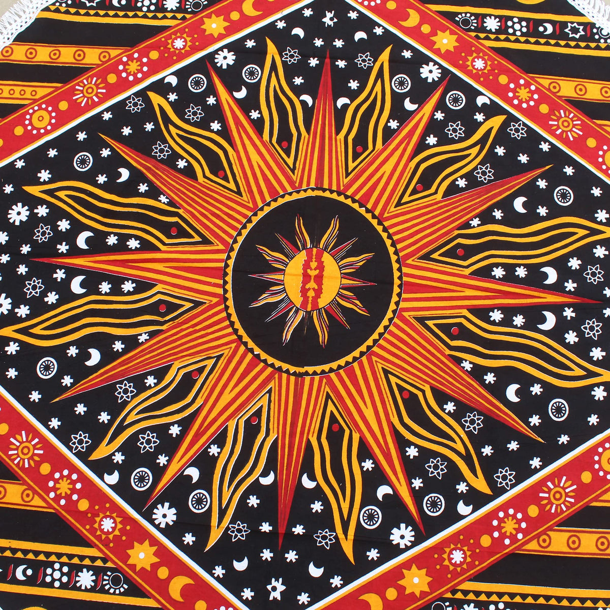 Round Beach Tapestry Turquoise Mandala Throw (3'6" (Round) / Yellow)