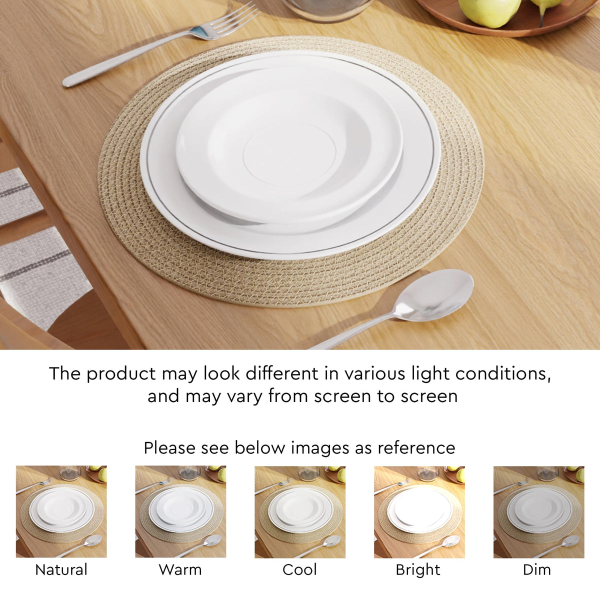 Placemats Round Cotton Dining Table Mats 13" (Beige / 13" (Set of 4))