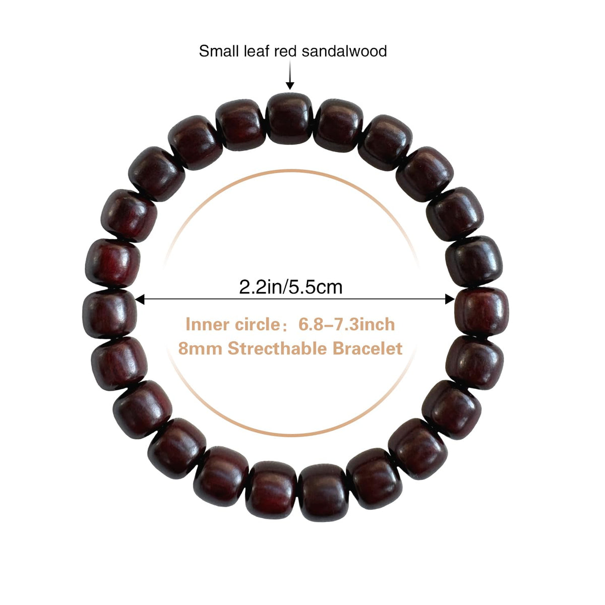Authentic Red Sandalwood Mala Beads Bracelet for Meditation (Pure Sandalwood)