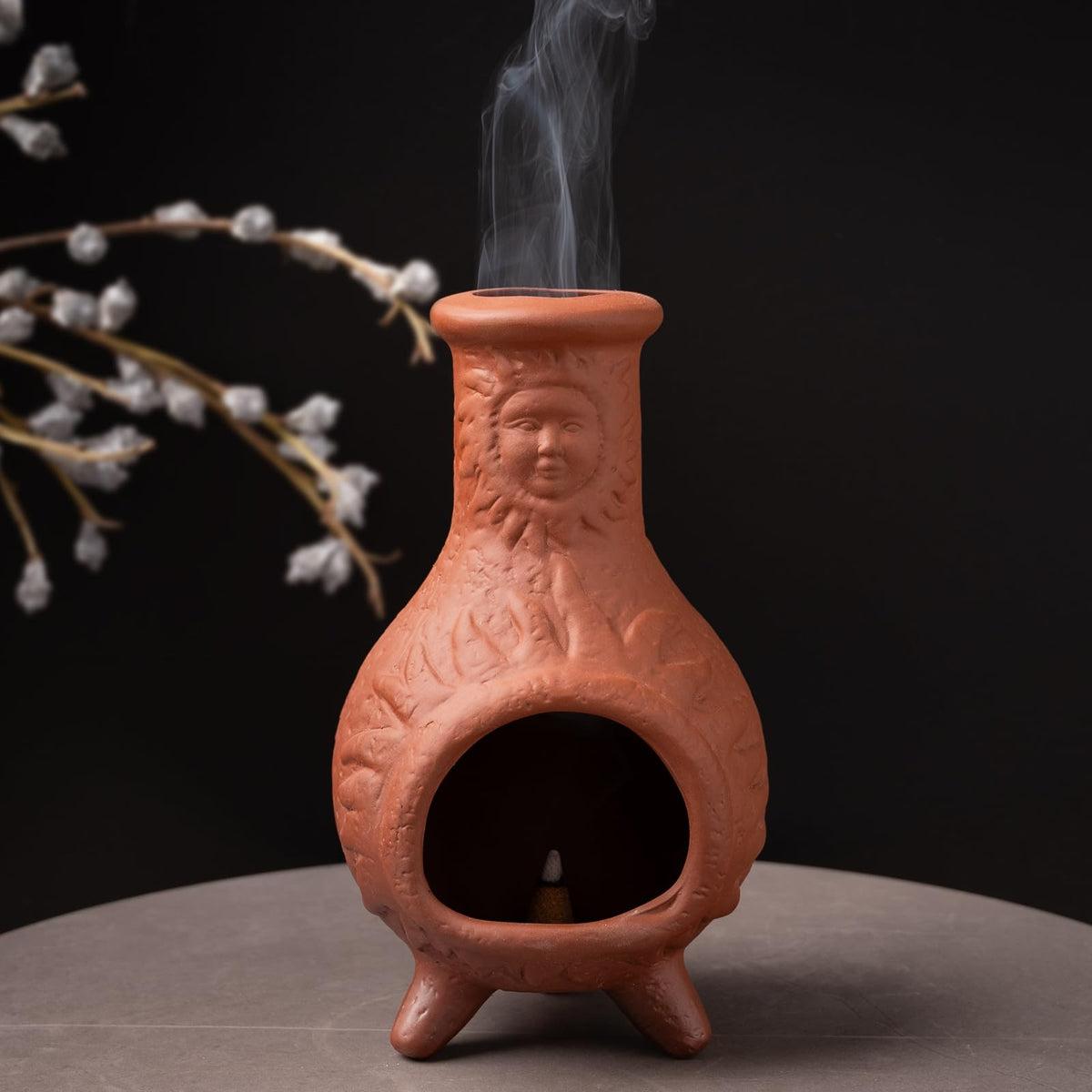 Sun Face Terracotta Palo Santo Holder (Terracotta -Sun Face Palo Santo Holder)