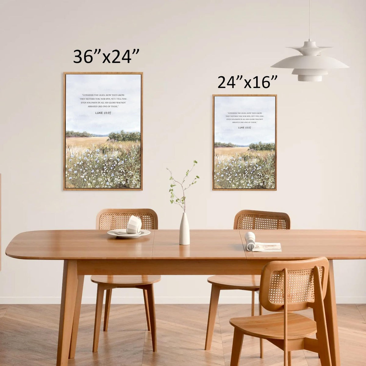 Inspirational Bible Verse Framed Canvas Wall Art Set (Scripture / 24"L x 36"W)