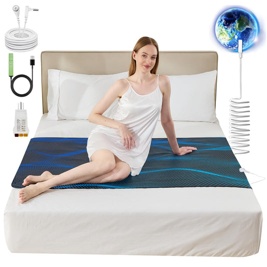 Grounding Mat for Bed Grounding Pad for Better Sleep Earthing Mat for Bed (Queen-60"×27" / Black)
