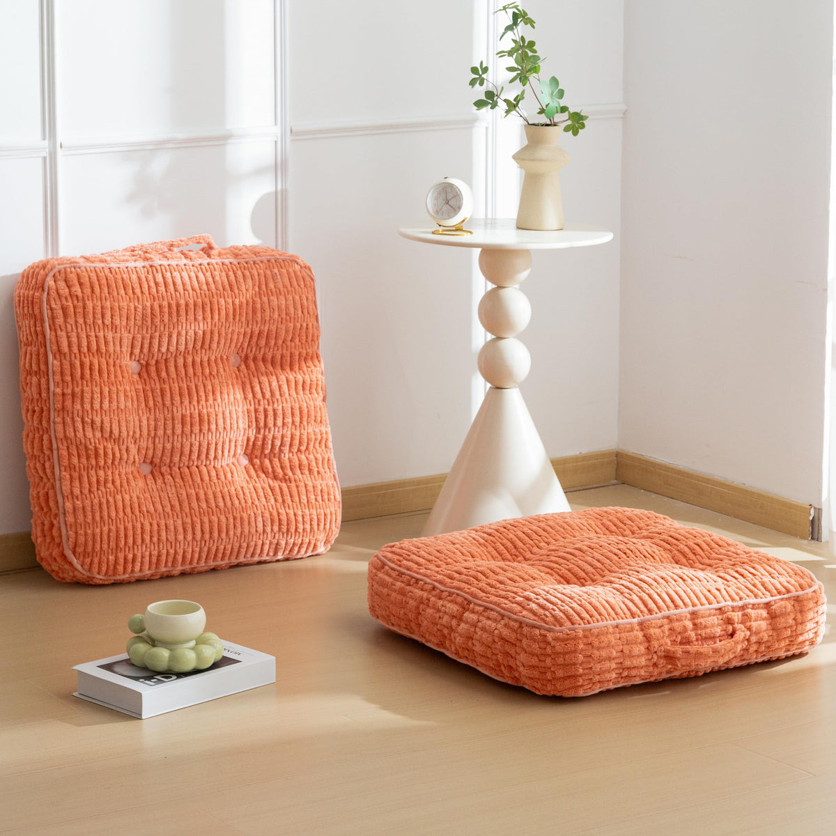 Floor Pillow Cushion for Adults (Square Coral / 4" Thick(Pack of 2))