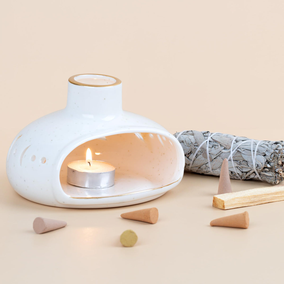 3 in 1 Incense Holder for Palo Santo Sticks Sage Incense (Moon Phase)