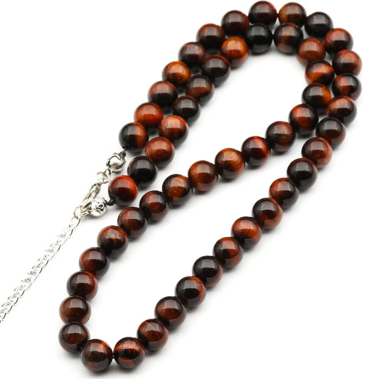 Natural Red Tiger Eye Beaded Choker Necklace (Red Tiger Eye / 28 Inches)