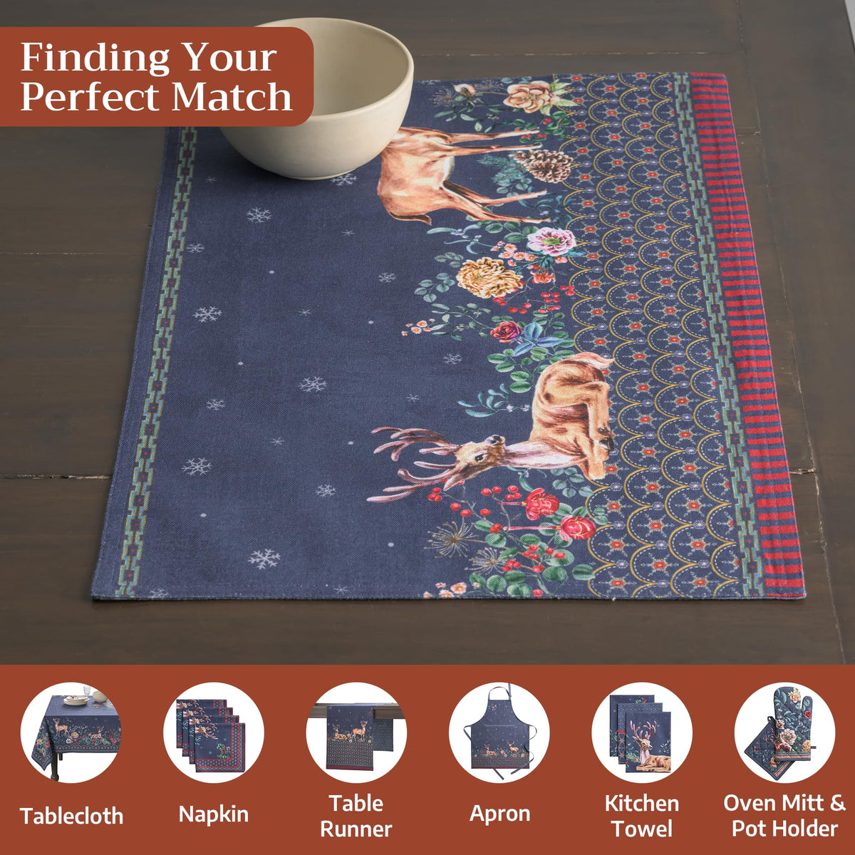 Placemats Set of 4 Reusable 100% Cotton (035 - Christmas Joy / 13" X 19" (Pack of 4))