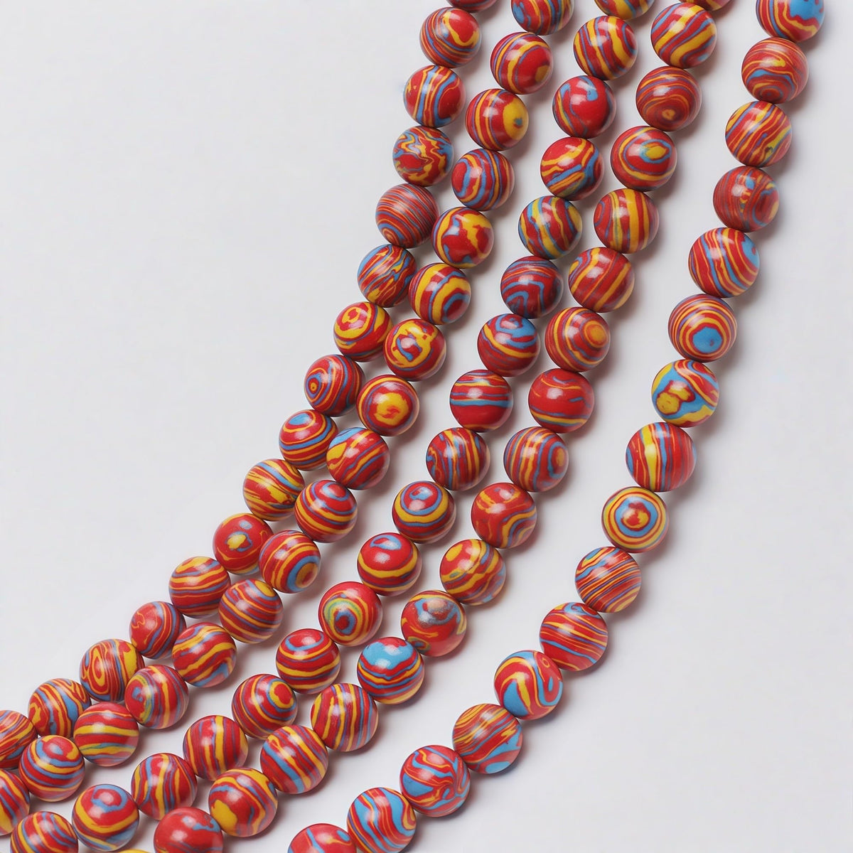 Synthesis Colour Malachite Beads Beautiful Fashion Round Stone Beads for DIY Jewelry Making 15" (Blue Red Yellow Malachite / 6mm)