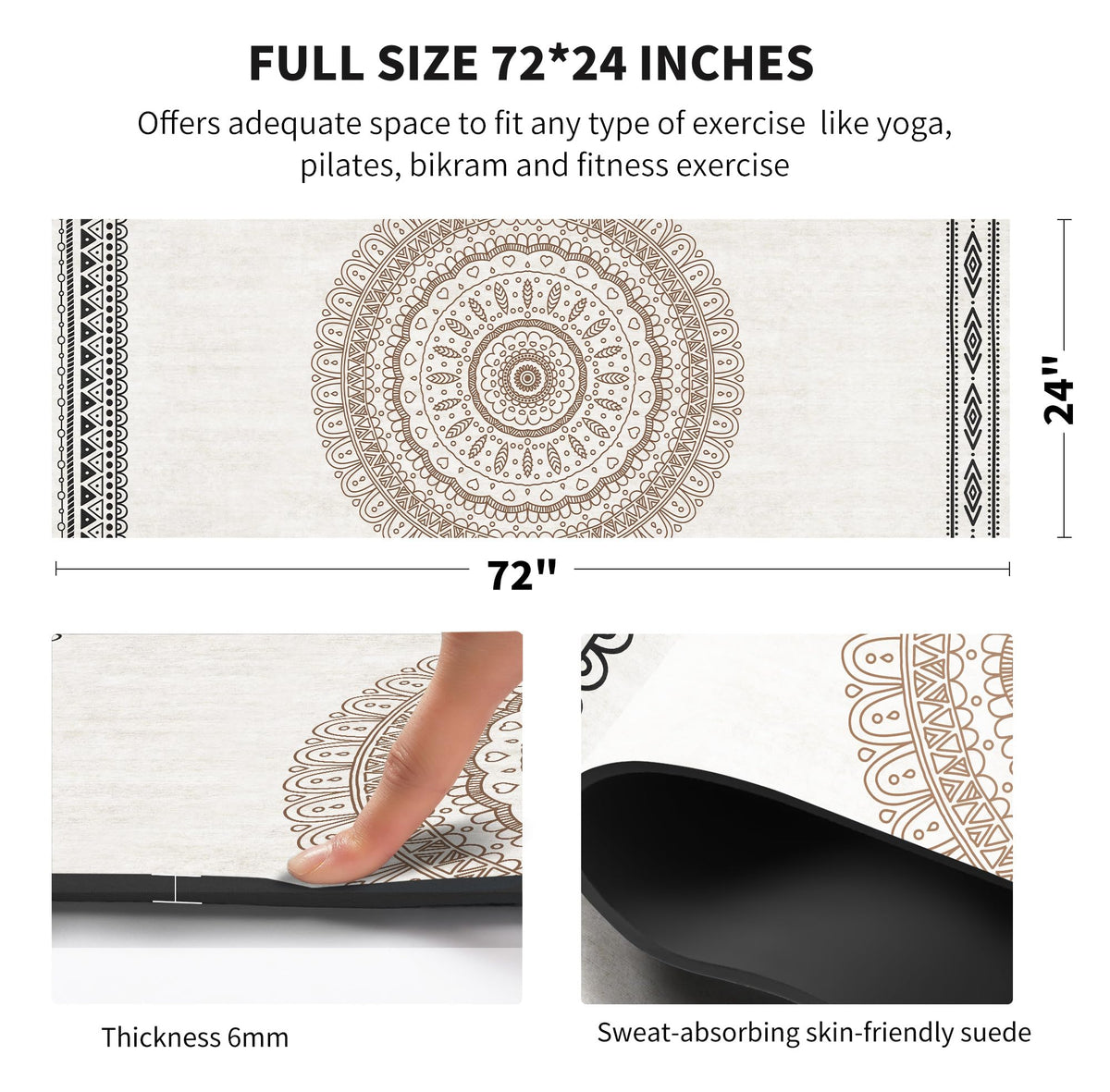Yoga Mat Print Extra Thick TPE Non Slip Fitness Exercise Mat with Carrying Bag (LHY)