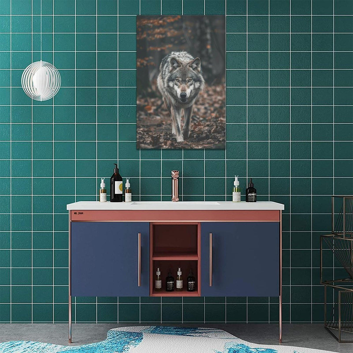 Wolf Wall Art Wildlife Forest Pictures Wall Decor Wolf Canvas Painting Print Home Modern Artwork Decorations Framed for Bathroom Living Room Bedroom Office 16 x 24 inch (24"L x 16"W / Wolf)