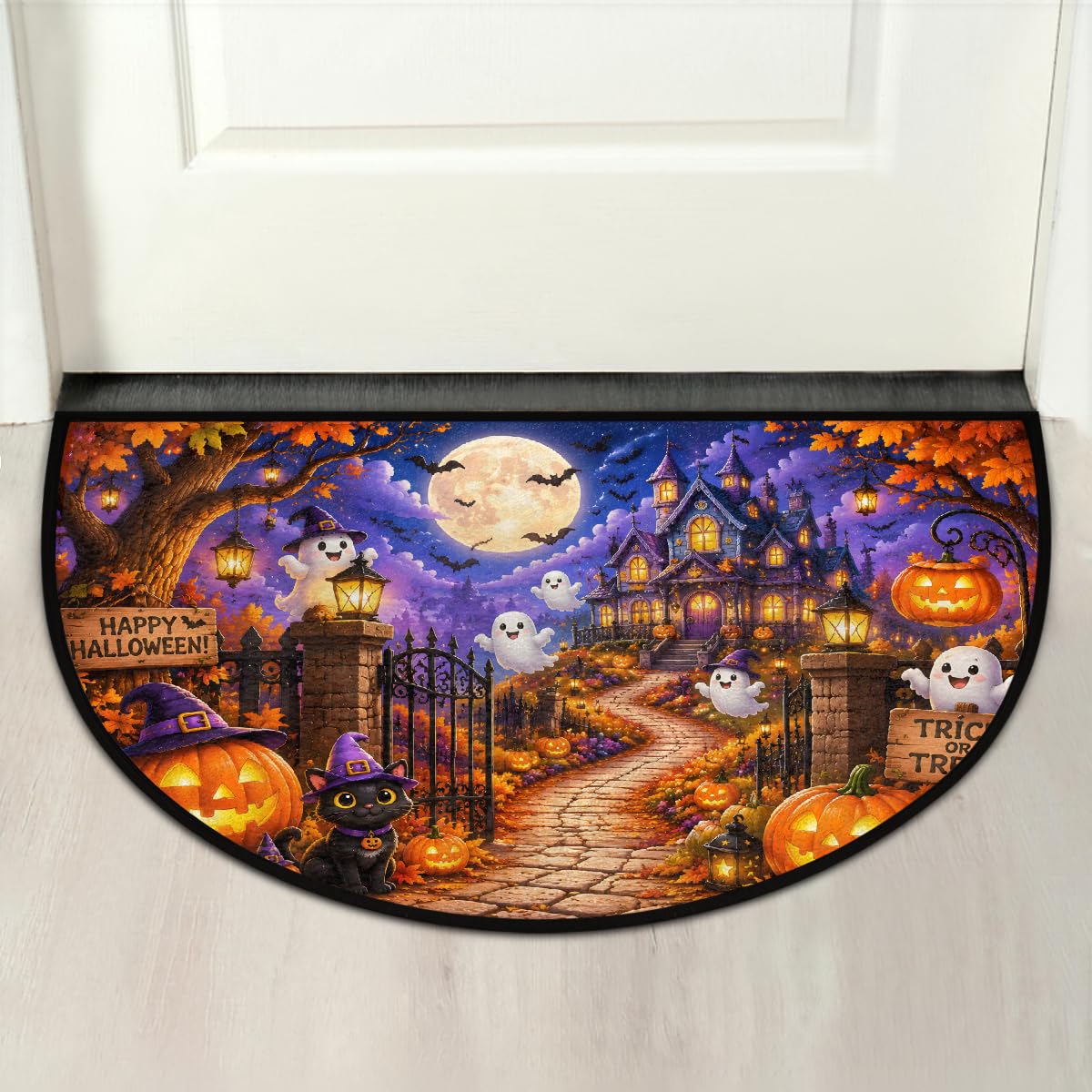 Thrilling Night Half Round mat Non Slip Semi Circle Rug Outdoor Welcome Mat (Z-109)
