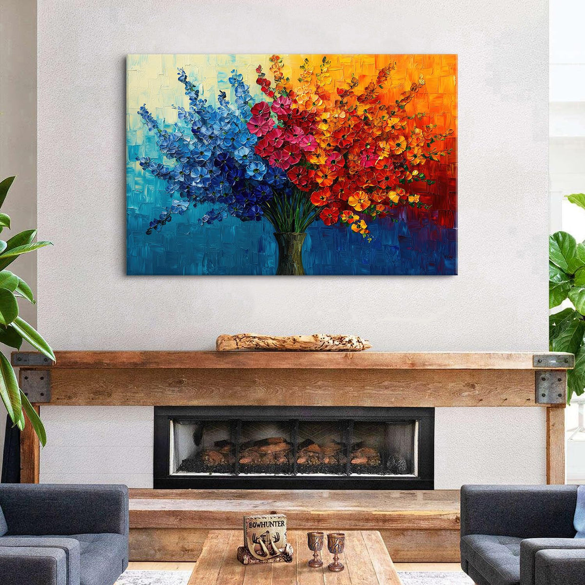 Large Colorful Wildflower Canvas Art Bedroom Daisy Poppy Picture Living Room Wall Decor Abstract Nature Plant Wall Art Bouquet Flower Painting Watercolor Floral Poster Artwork Home Decorations 32x48” (48"L x 32"W / Abstract Bouquet)