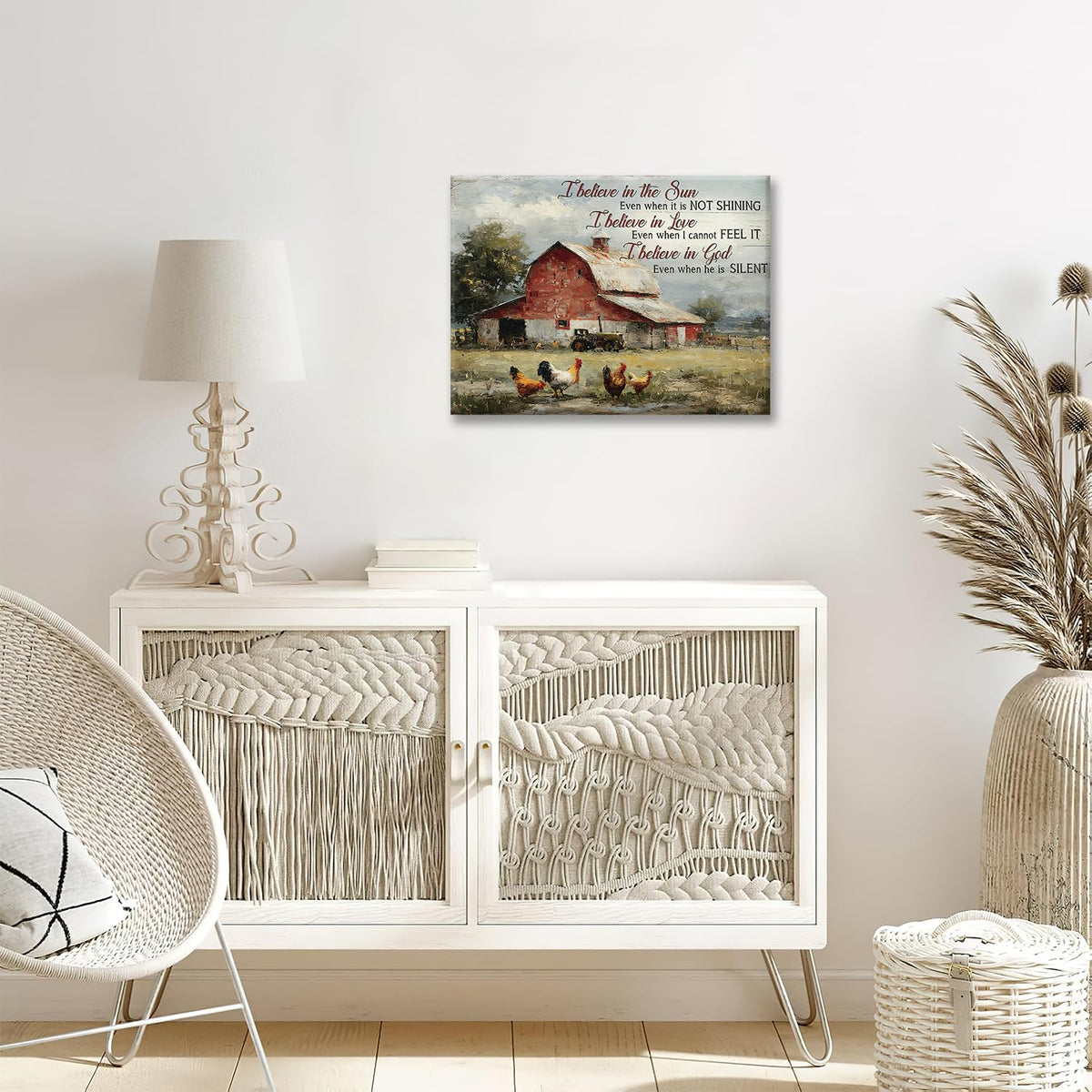 Farm Canvas Wall Art Rustic Farmhouse Print Painting Framed ArtWork 16"x24" (Farm / 24"L x 16"W)