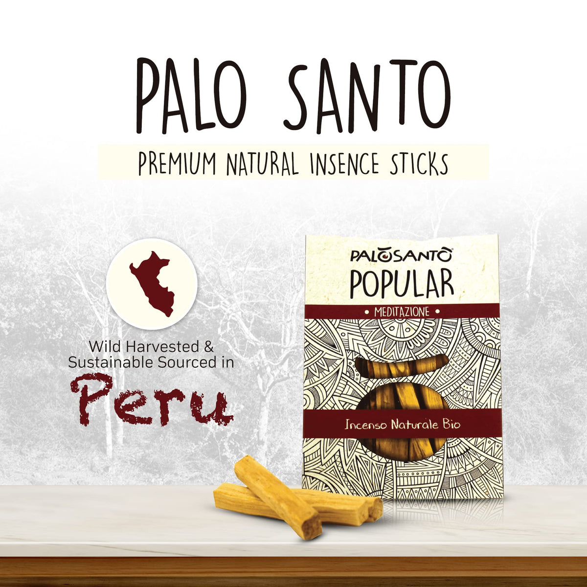 Palo Santo Incense Sticks for Meditation and Stress Relief (8 Sticks)