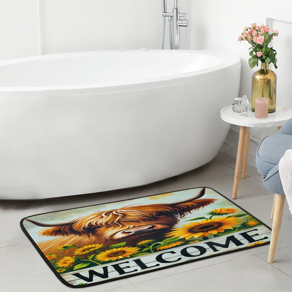 Highland Cow Cute Kitchen Rug Non (Color32)