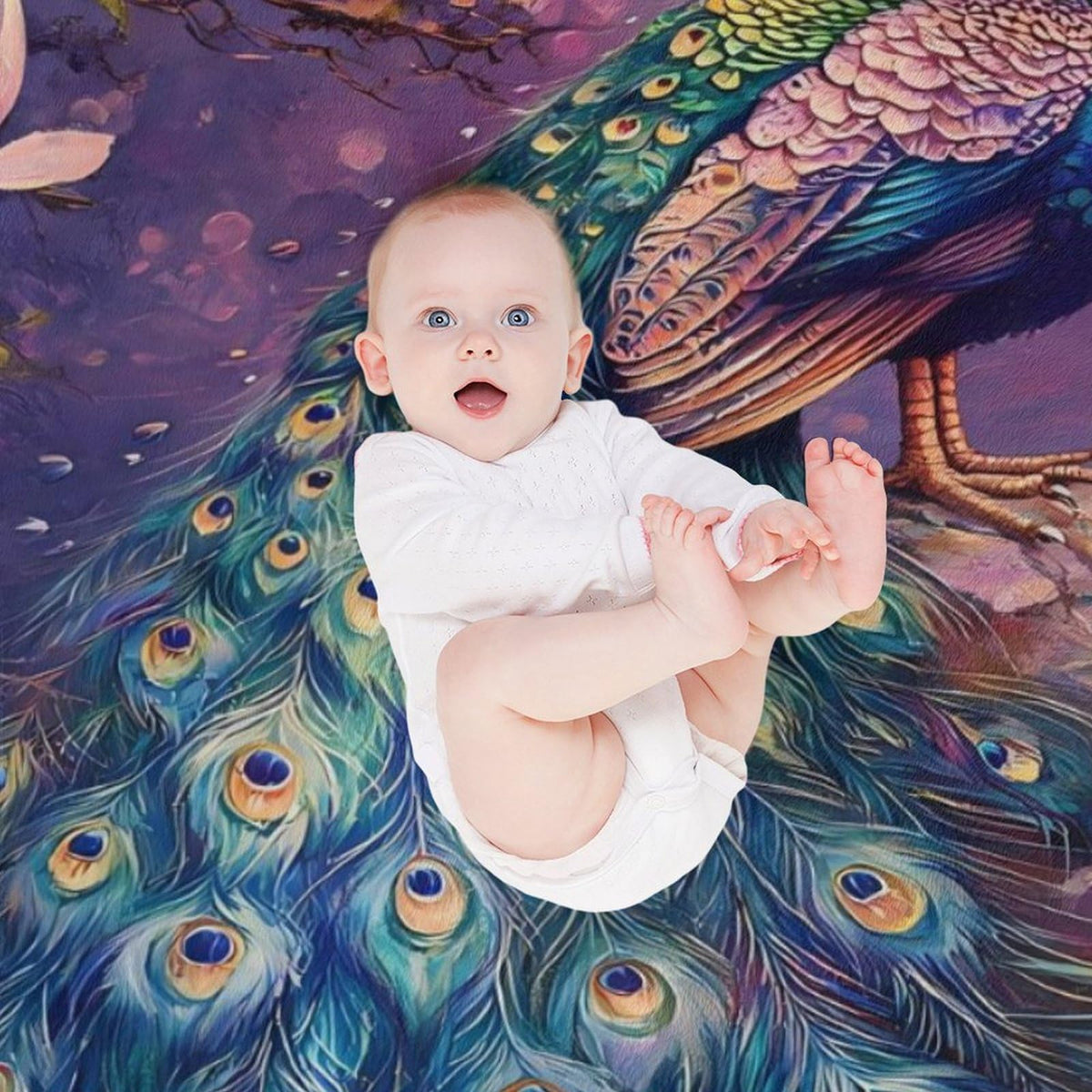 Peacock Blanket Gift Print Throw Blankets Peacock Pictures Decor Lightweight Soft Cozy Fleece Plush Warm Flannel Bedding Gifts for Couch Sofa Bed Stuff 50"x60" (50"x60" / Peacock)