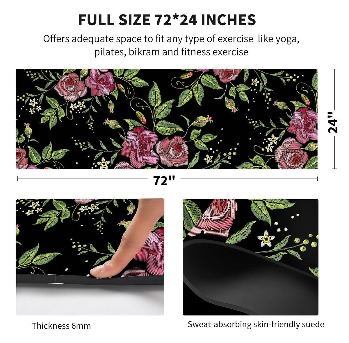 Yoga Mat Print Extra Thick TPE Non Slip Fitness Exercise Mat with Carrying Bag (JYMG)