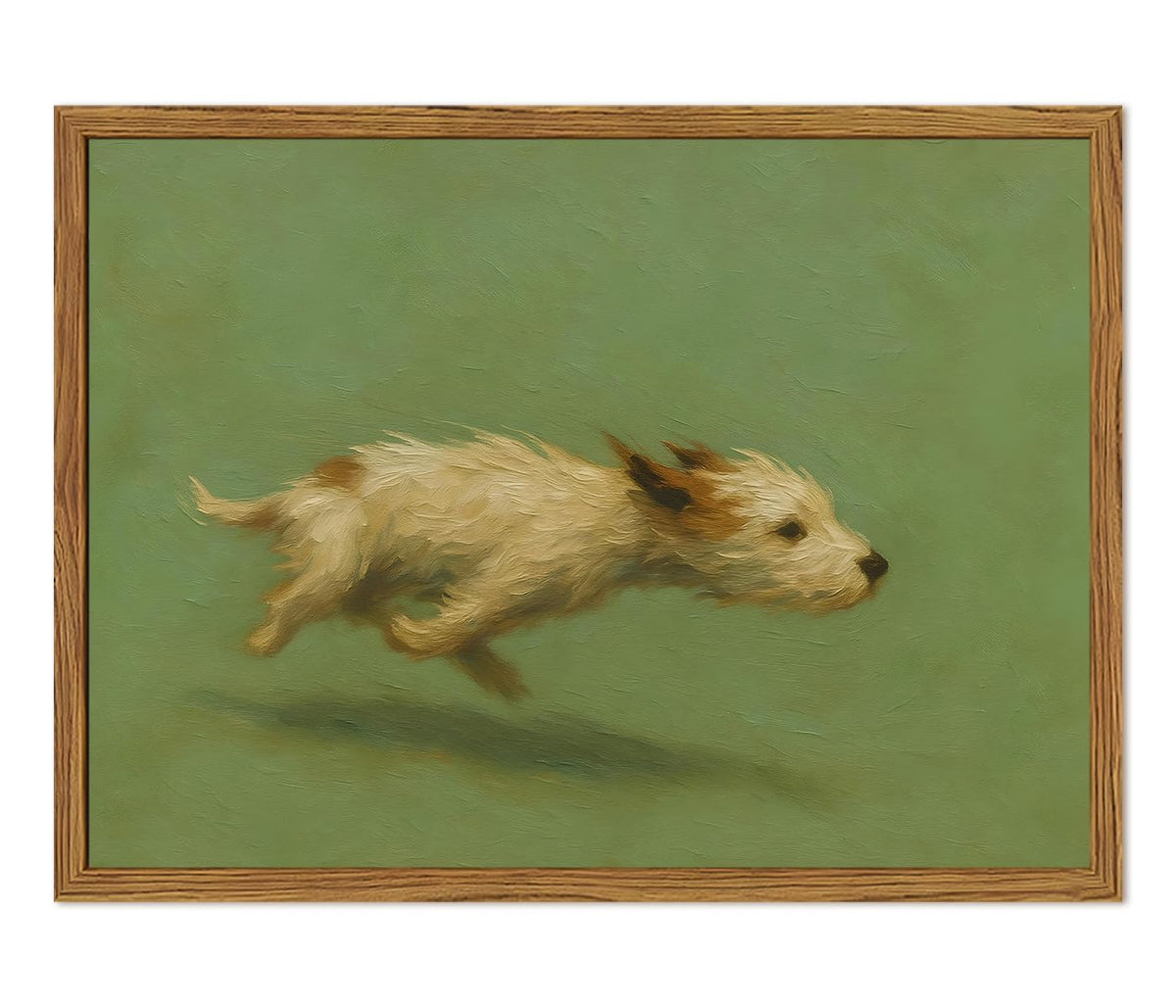 Funny Dog with Zoomies Wall Art Cute Terrier Dog Running Wall Decor Picture Vintage Animal Poster Canvas Painting Print Cute Pet Artwork for Living Room Bedroom 12x16 inch Wood Framed (Animal -Q / 16"L x 12"W)