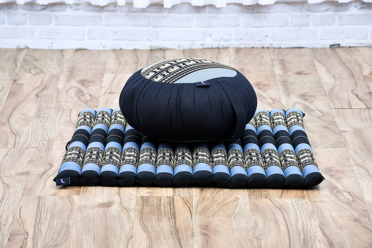 Meditation Cushion Zafu & Zabuton Set 28 x 28 inches Kapok Zazen (Sf15 - Blue)