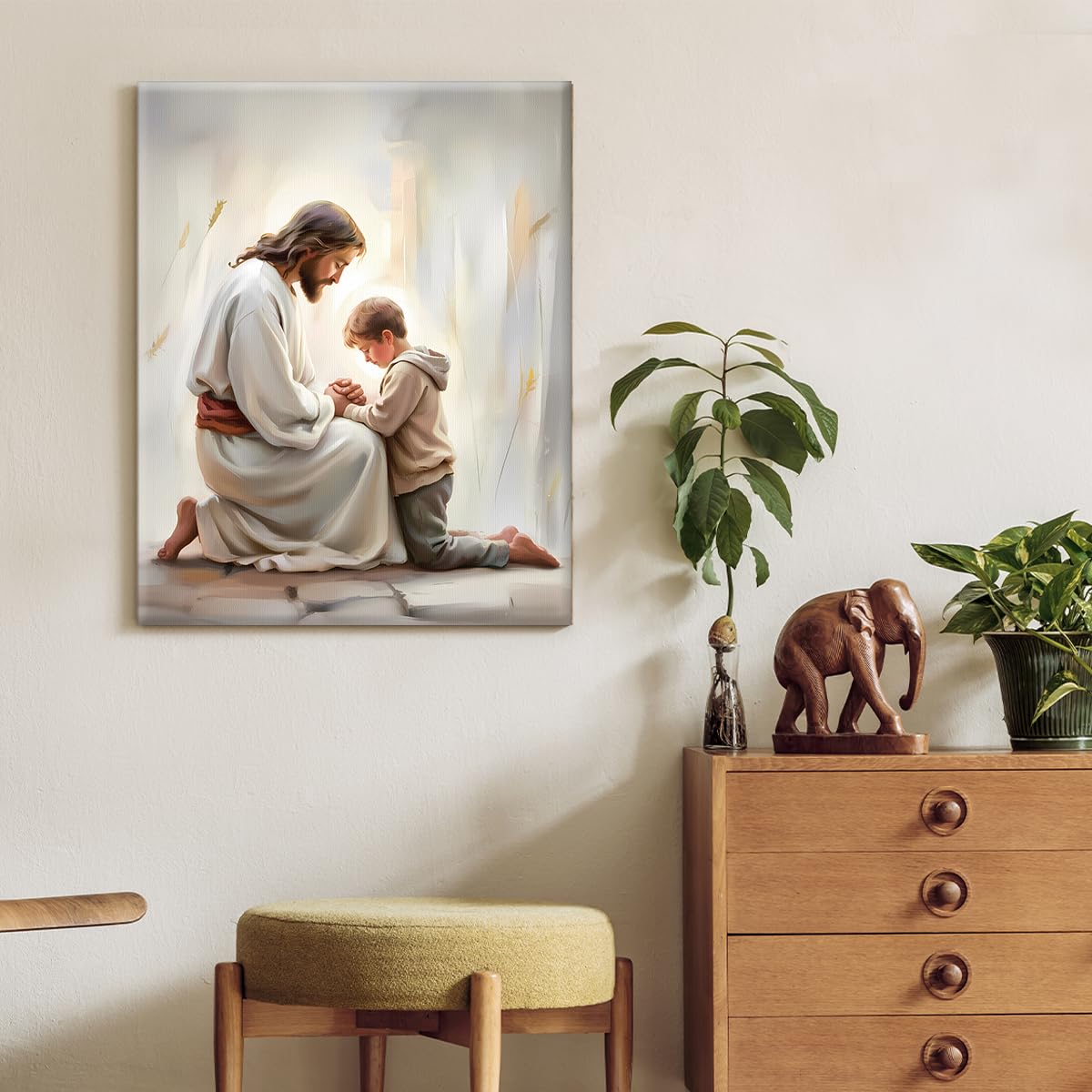 Christian Jesus and Little Boy Wall Art Religious Jesus and Kids Wall Decor (Jesus and Little Boy)