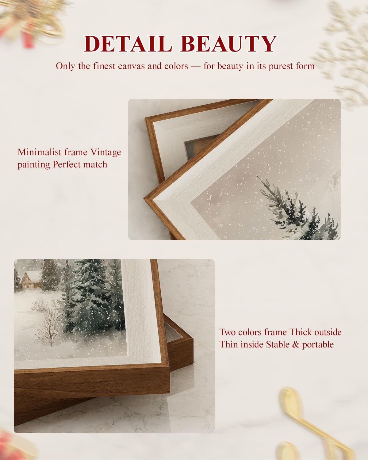 Framed Christmas Snow Forest Landscape Wall Art Set (Watercolor Forest / 16"L x 20"W)