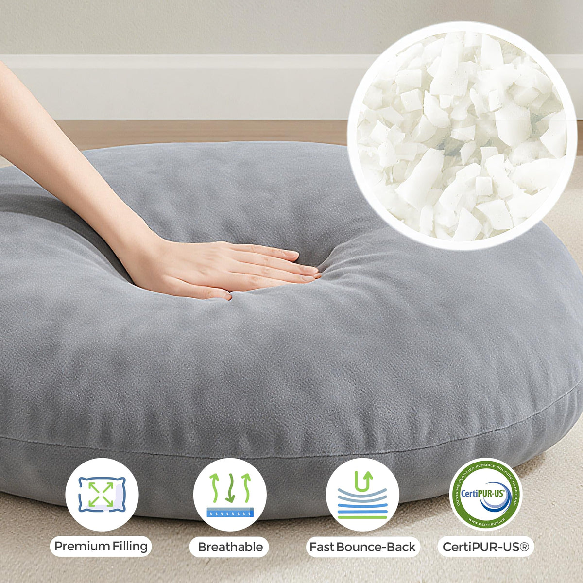 32" Floor Pillow (Grey / 2 Pack)