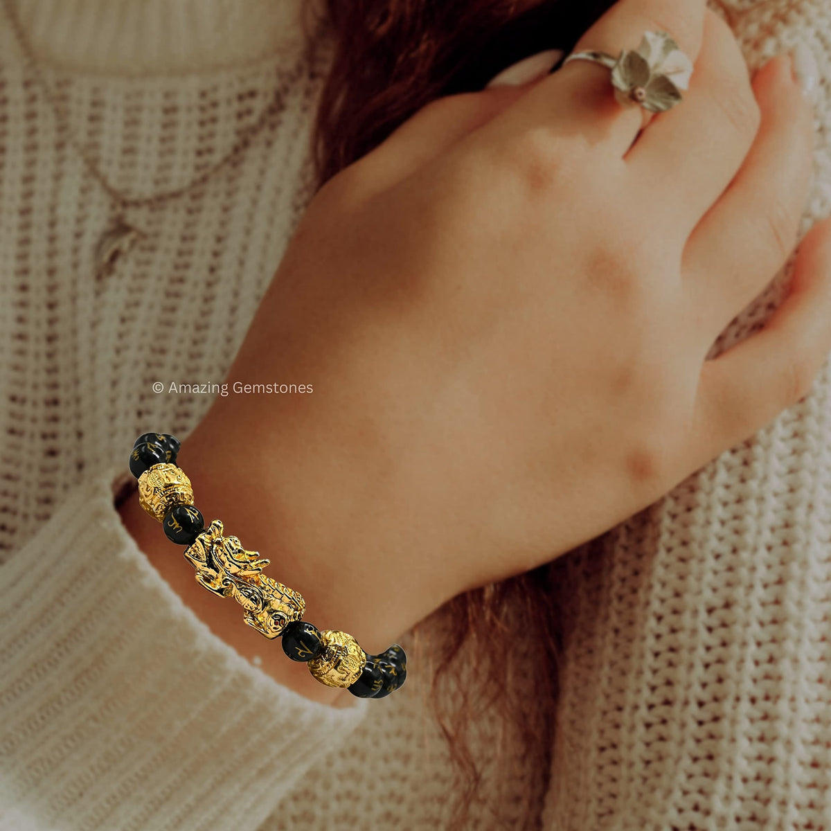 Black Obsidian Pixiu Bracelet for Women Men's Gifts (Black Obsidian Pixiu)