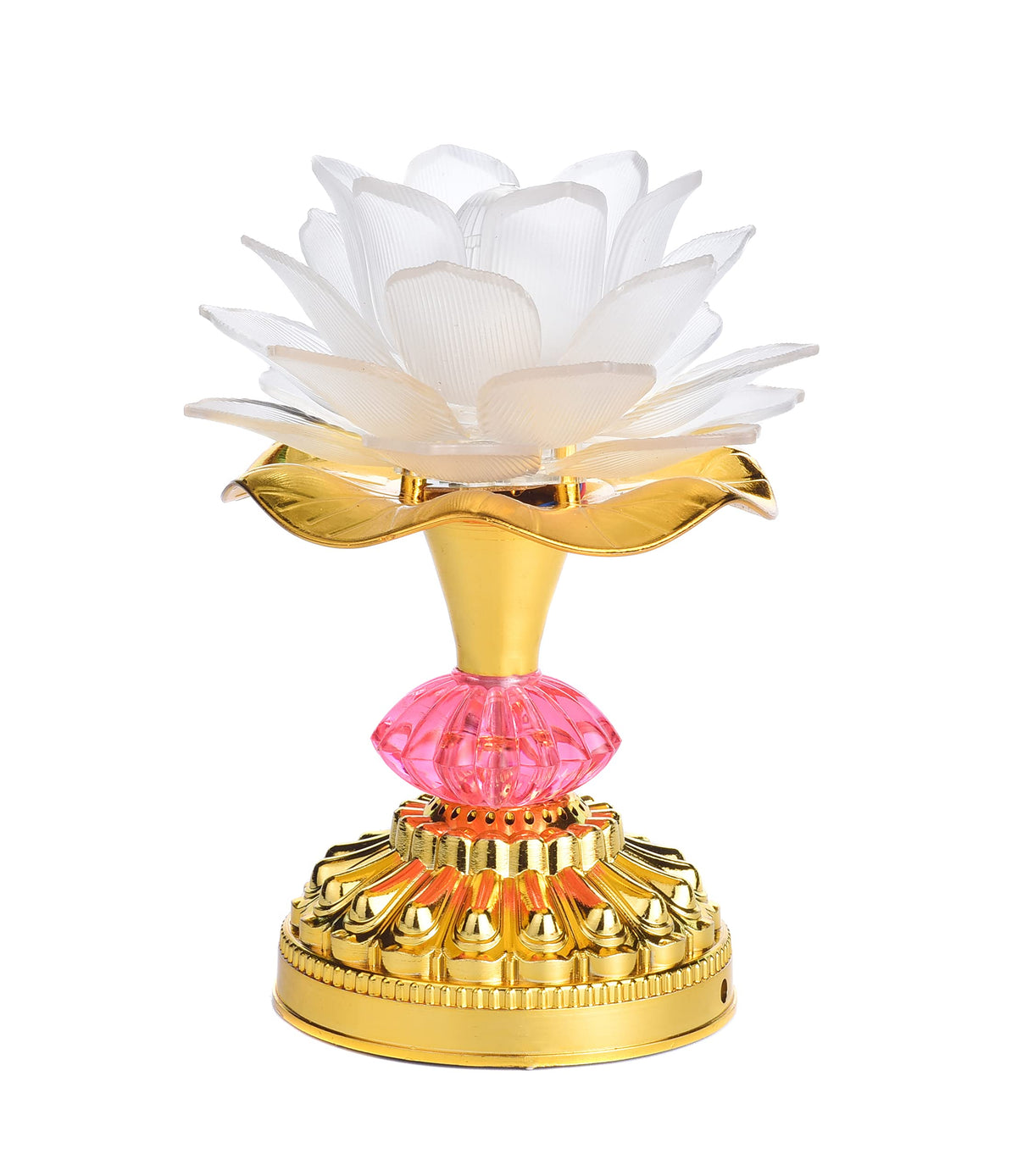 Colorful LED Lotus Buddhist Lamp Gradient Buddha Light (White)