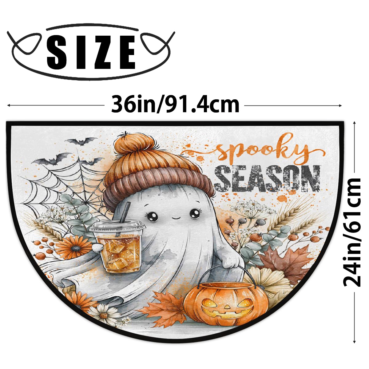 Halloween Half Round Doormat Non Slip Semi Circle Rug Outdoor Welcome Mat (Z-104)