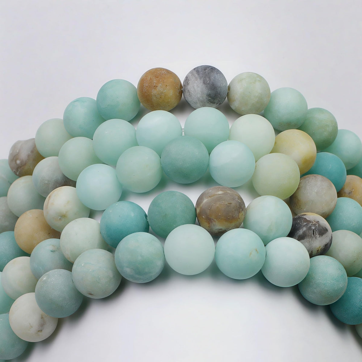 Natural Matte Amazonite Round Loose Beads for Jewelry Making DIY Bracelet Necklace (Matte Mixed Color Amazonite / 10mm)