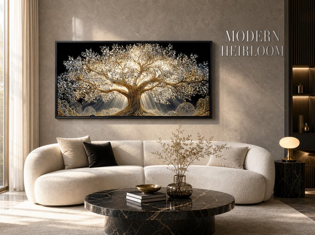 Large Framed Textured Painting Tree of Life Wall Art (Tree of Life / 40"L x 20"W)