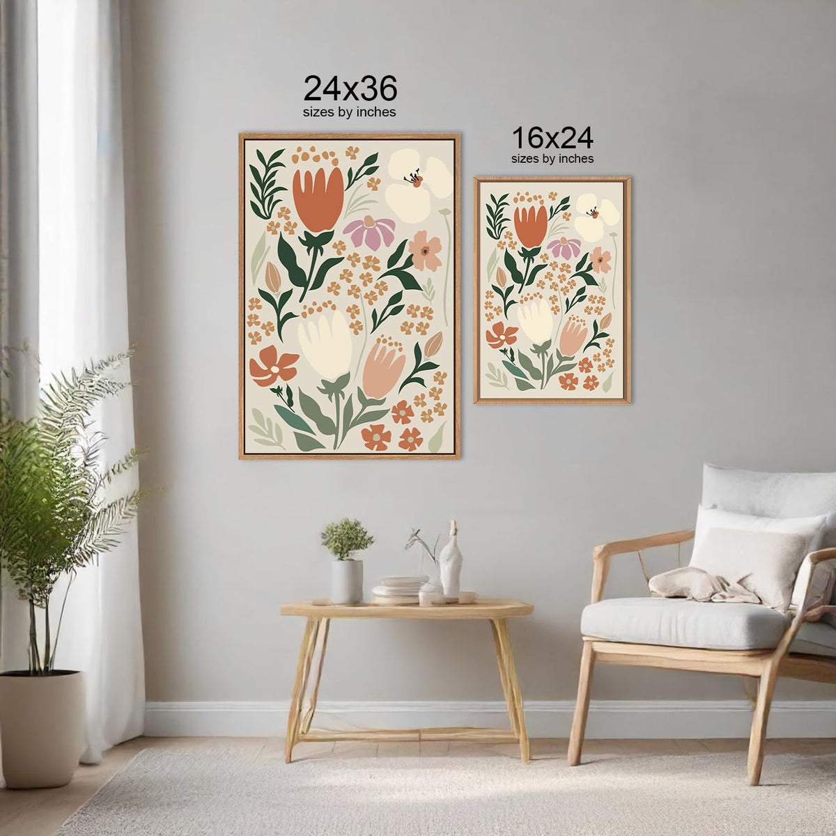 Matisse Framed Canvas Wall Art Flower Abstract Wall Painting (Matisse B / 24"L x 36"W)