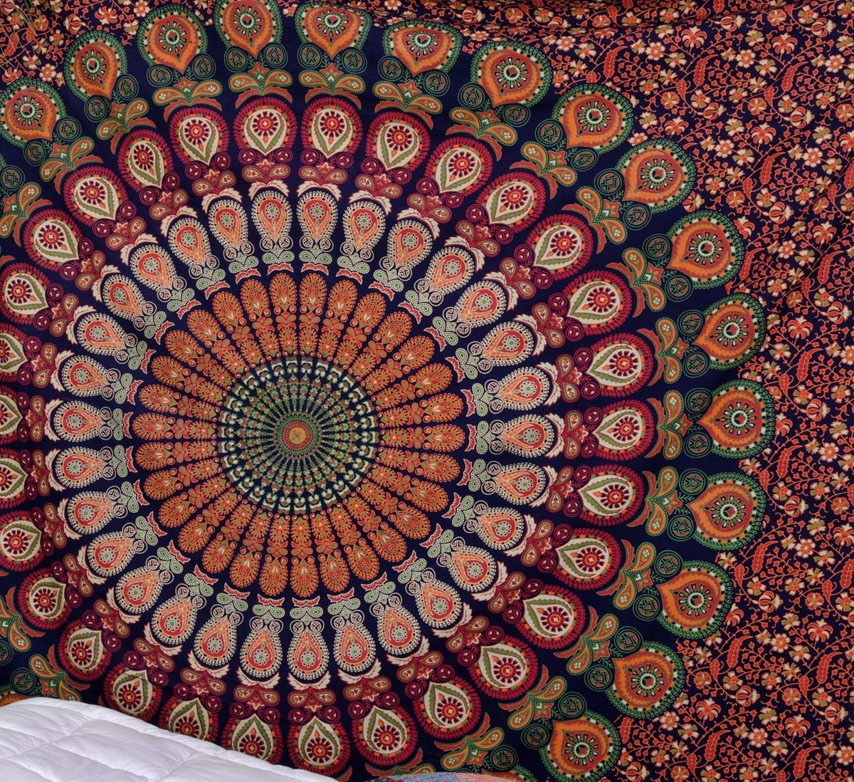 Kp708 Hippie Mandala Bohemian Psychedelic Intricate Floral Design Indian Bedspread Magical Thinking Tapestry Blue King Size (108"L x 90"W / Blue)