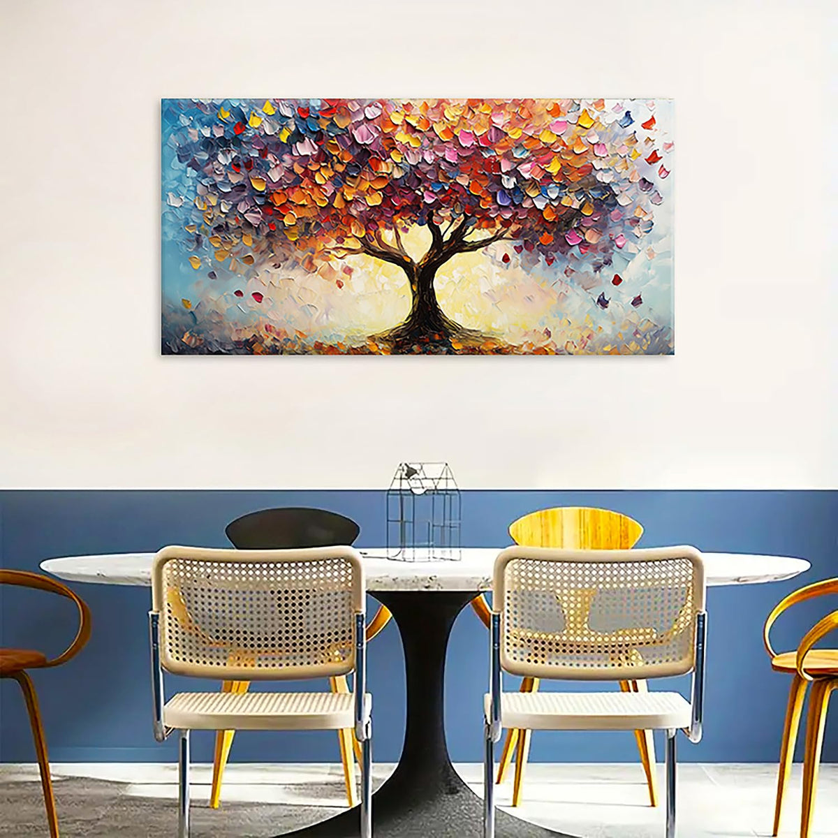 Colorful Tree Canvas Wall Art Abstract Graffiti Tree of Life Wall Decor Nature Picture for Living Room Home Bedroom Forest Landscape Painting Prints Farmhouse Modern Poster Artwork Decorations 24x48” (48"x24"x1 / TFL)