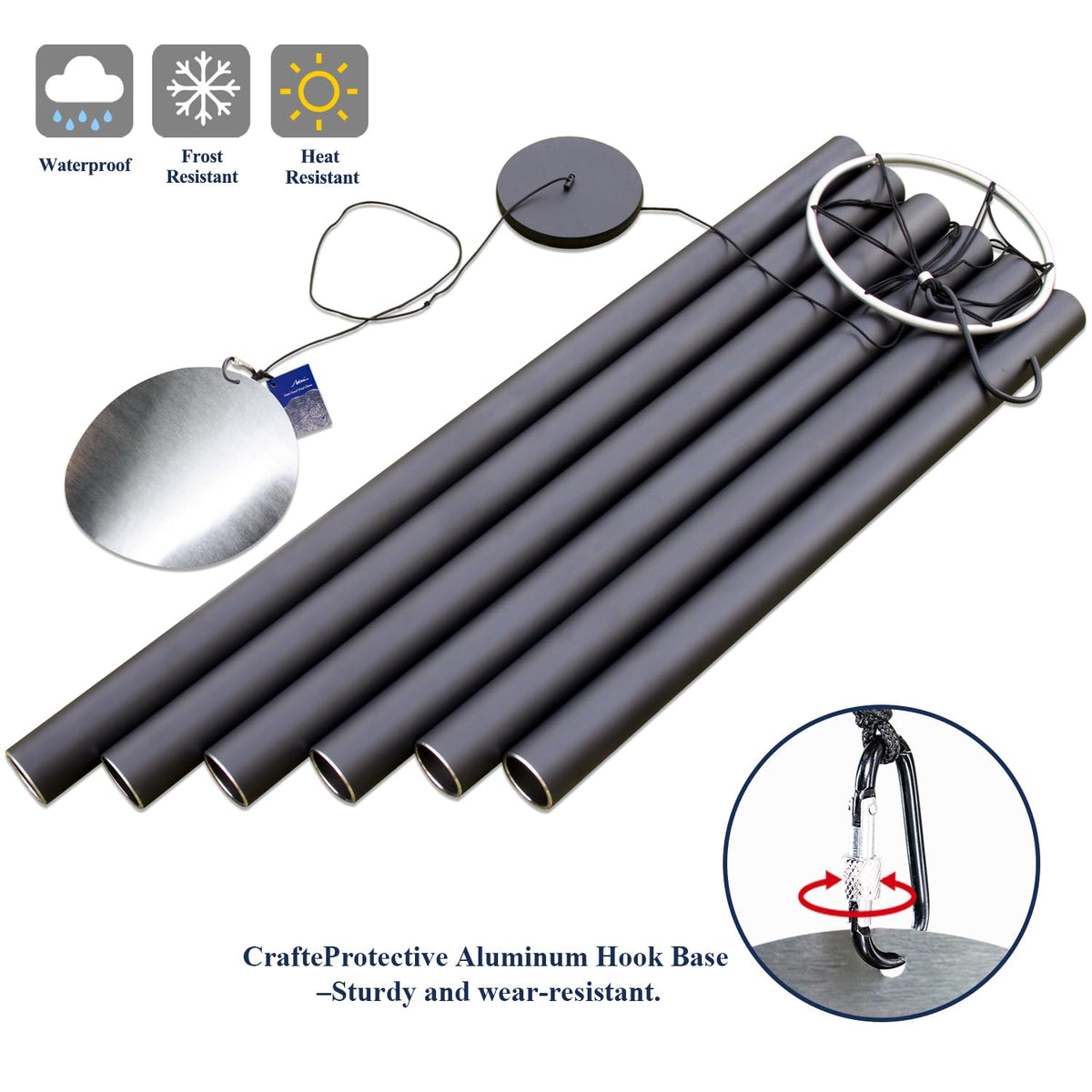 78 Inch Wind Chimes for Outside with 6 Tubes Tuned Relaxing Melody (78”-Black)