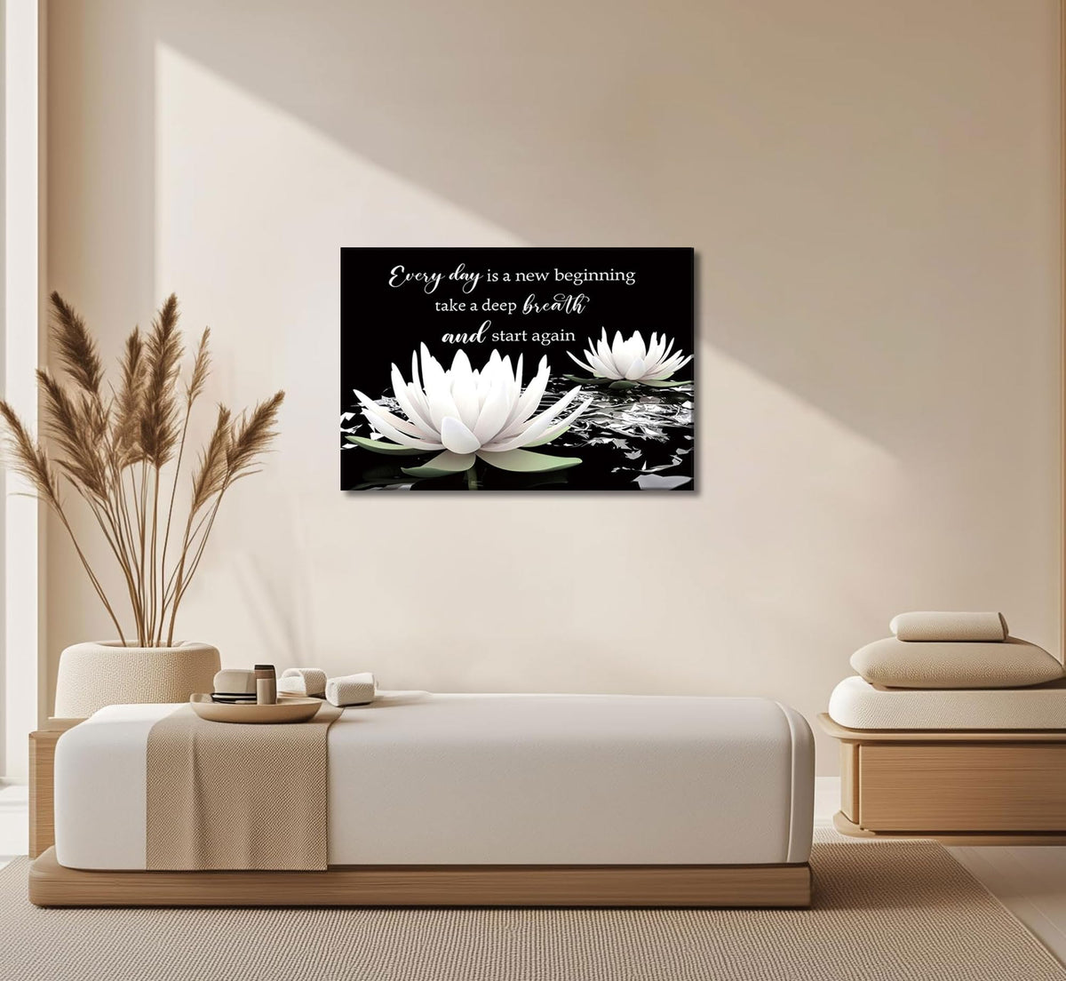 Zen On In Water Blooming White Lotus Wall Art Canvas Wrapping 12x16in (Zen Lotus-Canvas / 16"L x 12"W)