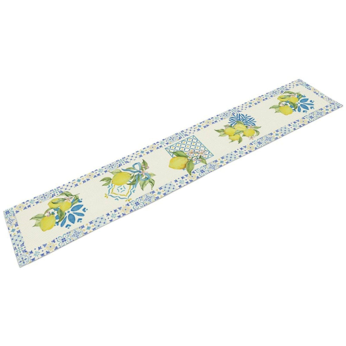 Mediterranean Lemon Table Runner (13x108inch / Blue White Lemon)