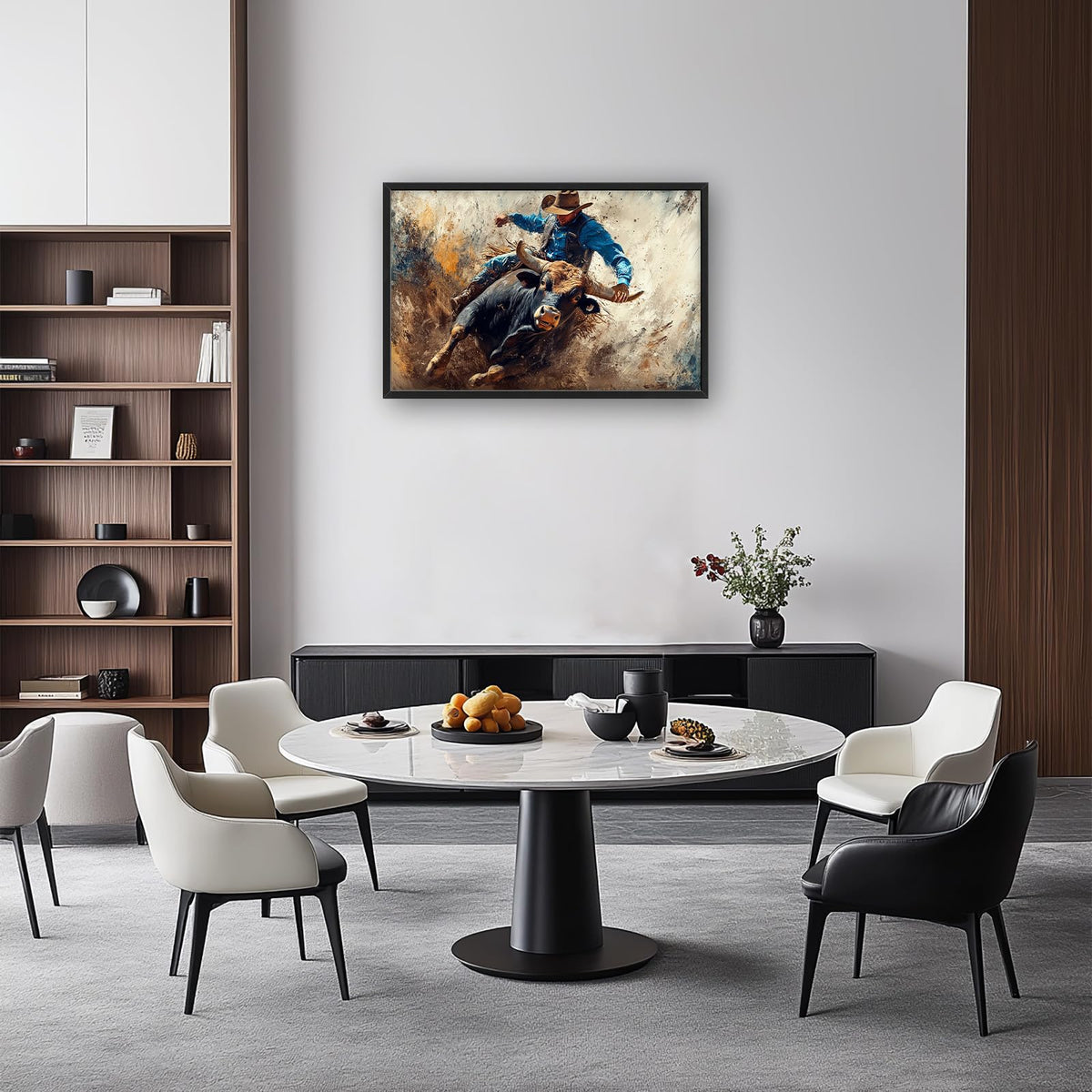 Large Framed Western Cowboy Wall Art Rustic Cow Wall Decor 36"x24" (western / 36"L x 24"W)