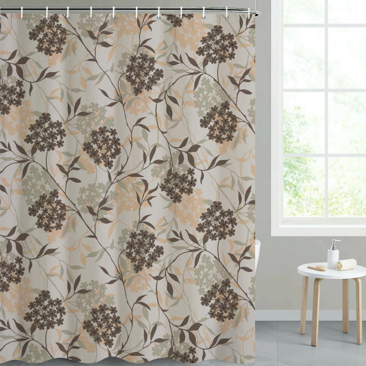 Botanical Shower Curtain with Hooks (Vintage Botanical)