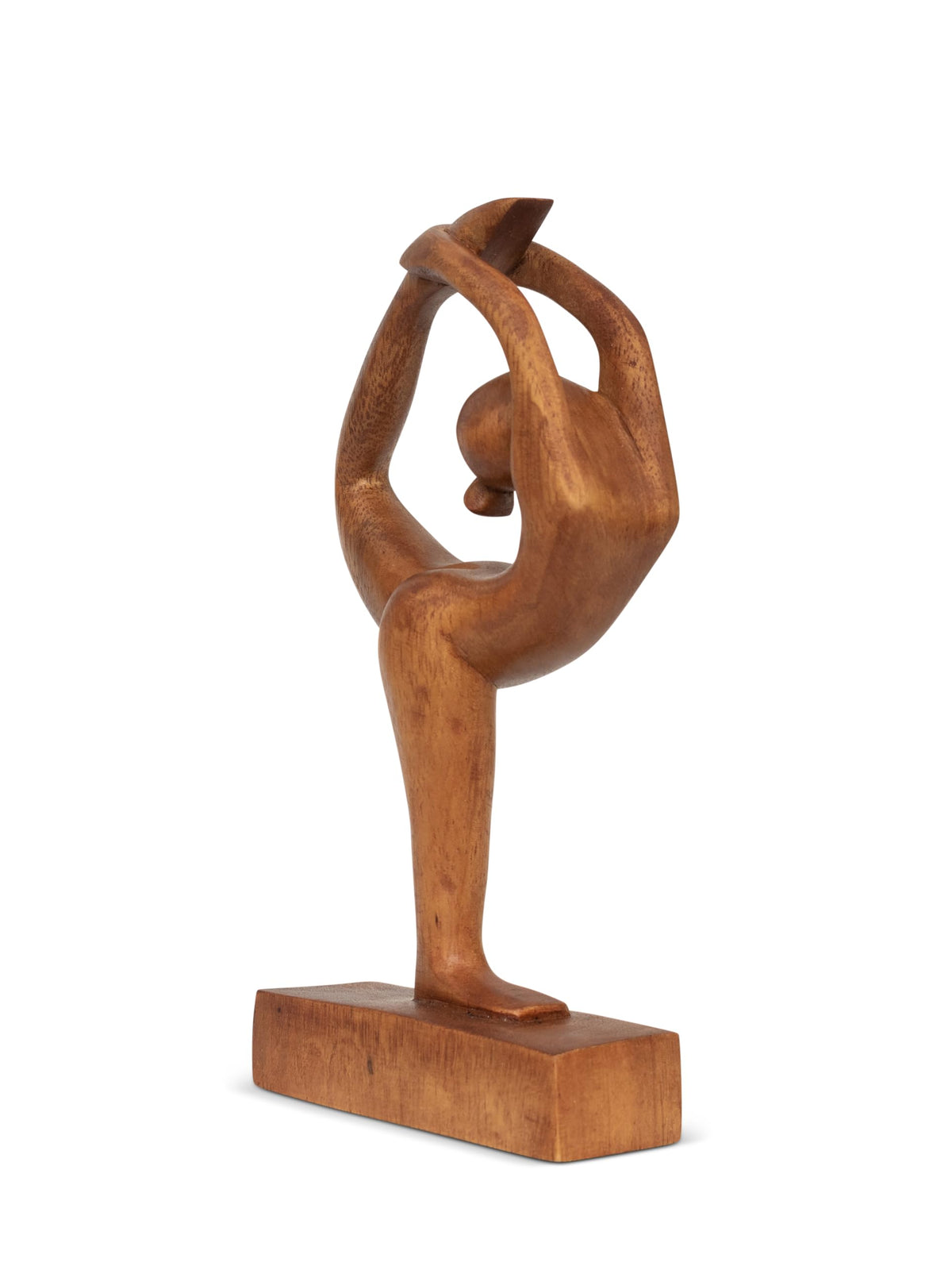 8" Wooden Handmade Abstract Sculpture Art Decorative Home Decor Handcrafted Figurine Accent Decoration Artwork Hand Carved (Dancer Pose - Both Hands Holding Foot)