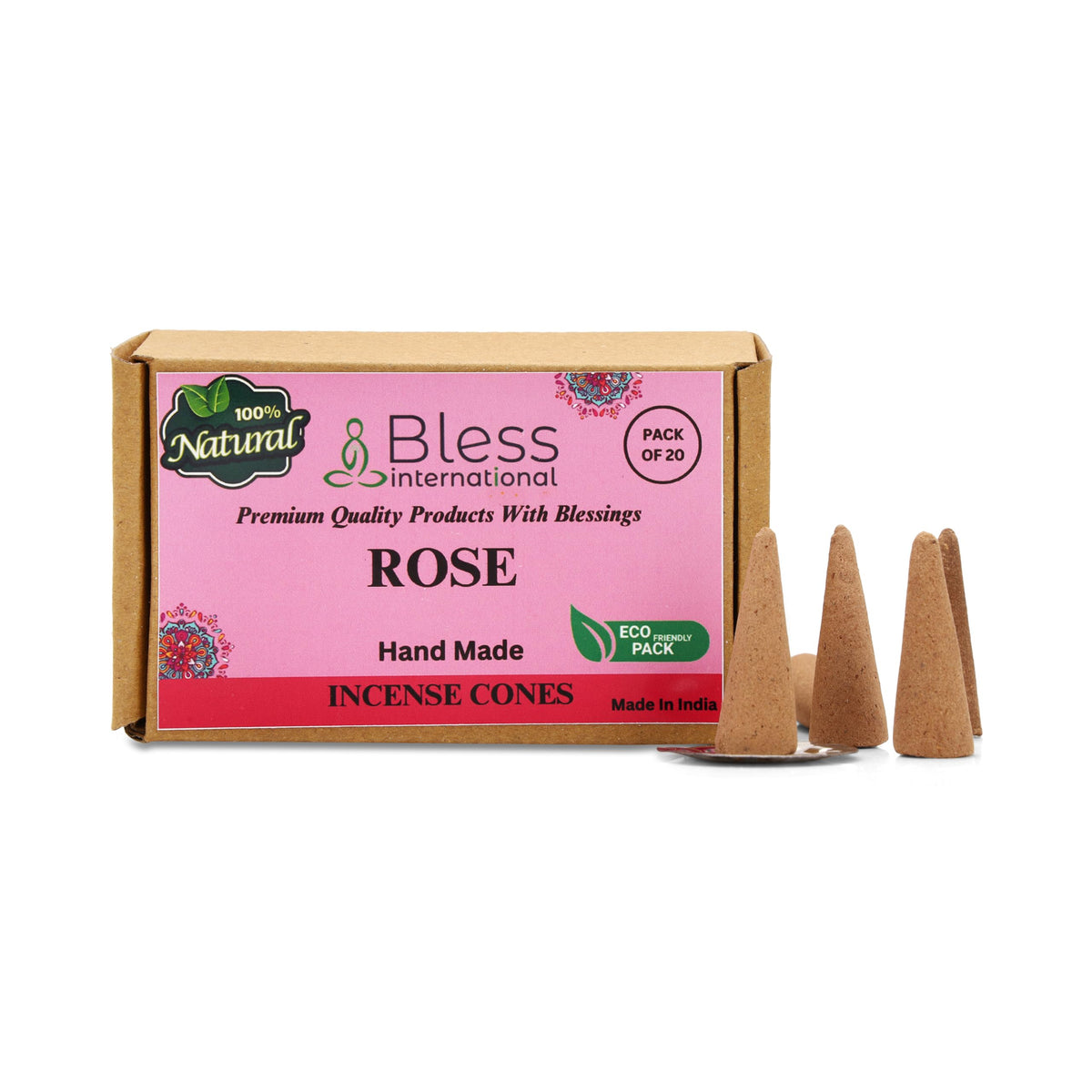 Rose 100% Natural (Rose / Pack Of 20 Cones)