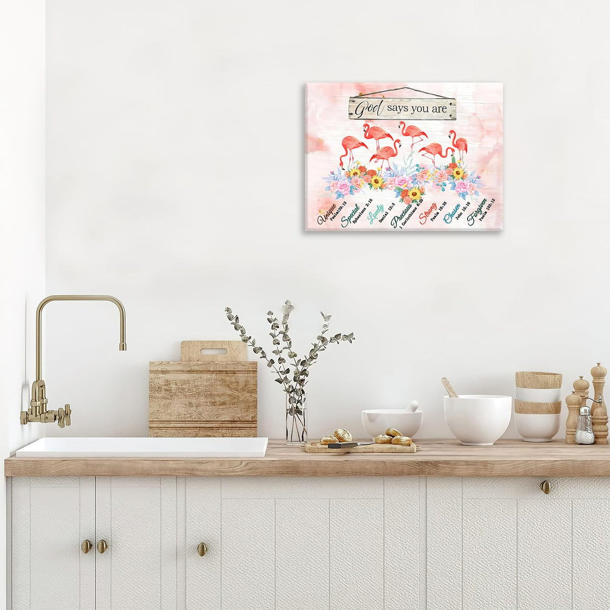 Flamingo Canvas Wall Art Inspirational Painting Framed ArtWork 12"x16" (Flamingoes / 16"L x 12"W)