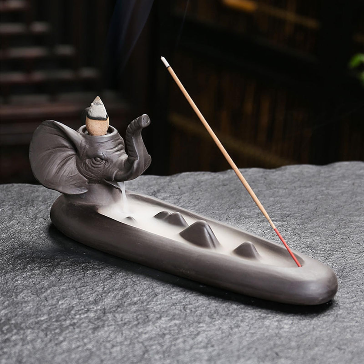 Elephant Incense Holder (Elephant(8'' L x 3.4'' H))