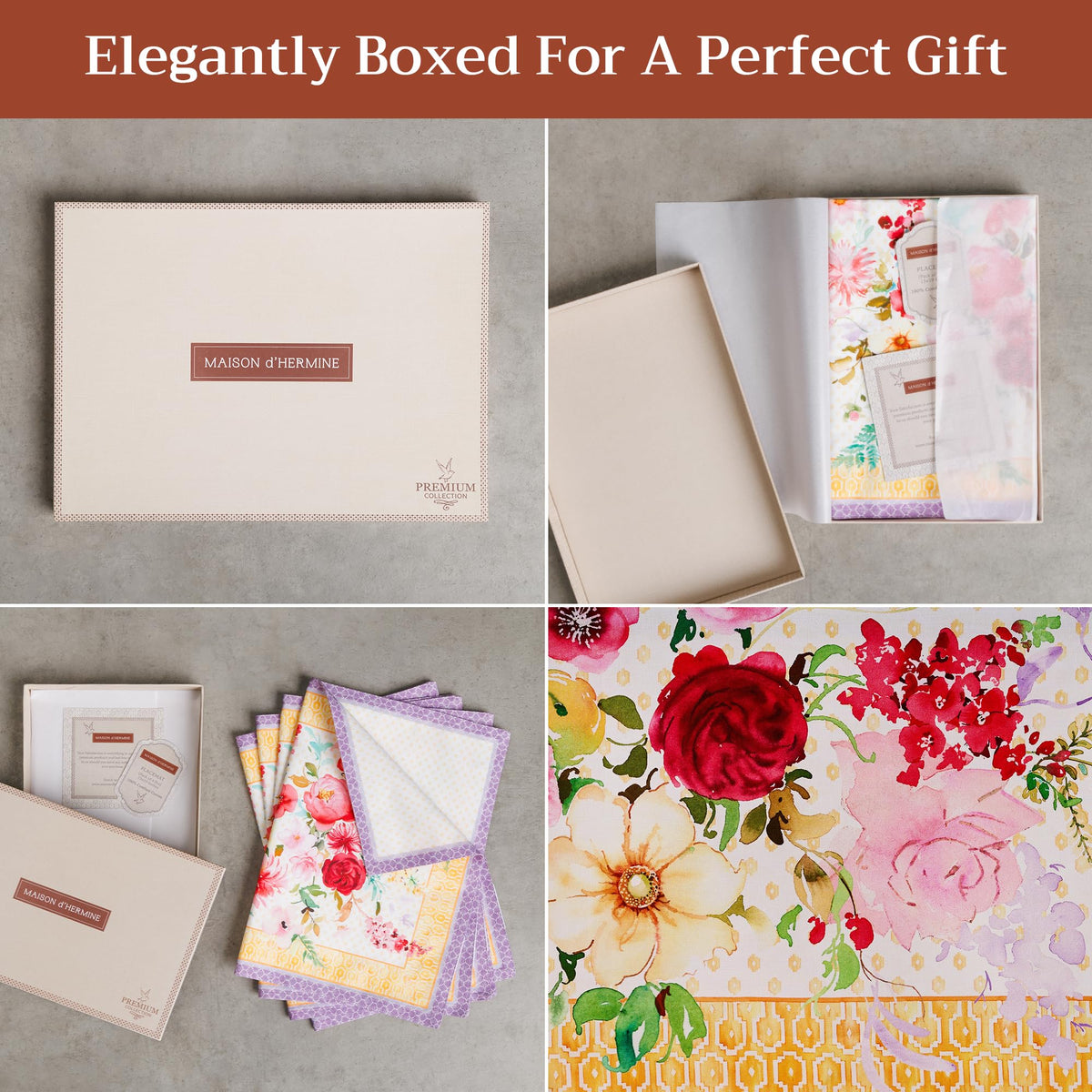 Placemats Set of 4 Reusable 100% Combed Cotton (046 - Summer Joy / 13" X 19" (Pack of 4))