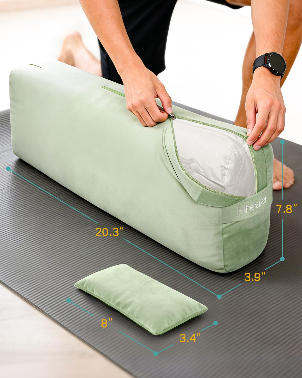 3 in 1 Yoga Bolster Pillow Set (Sage Green)