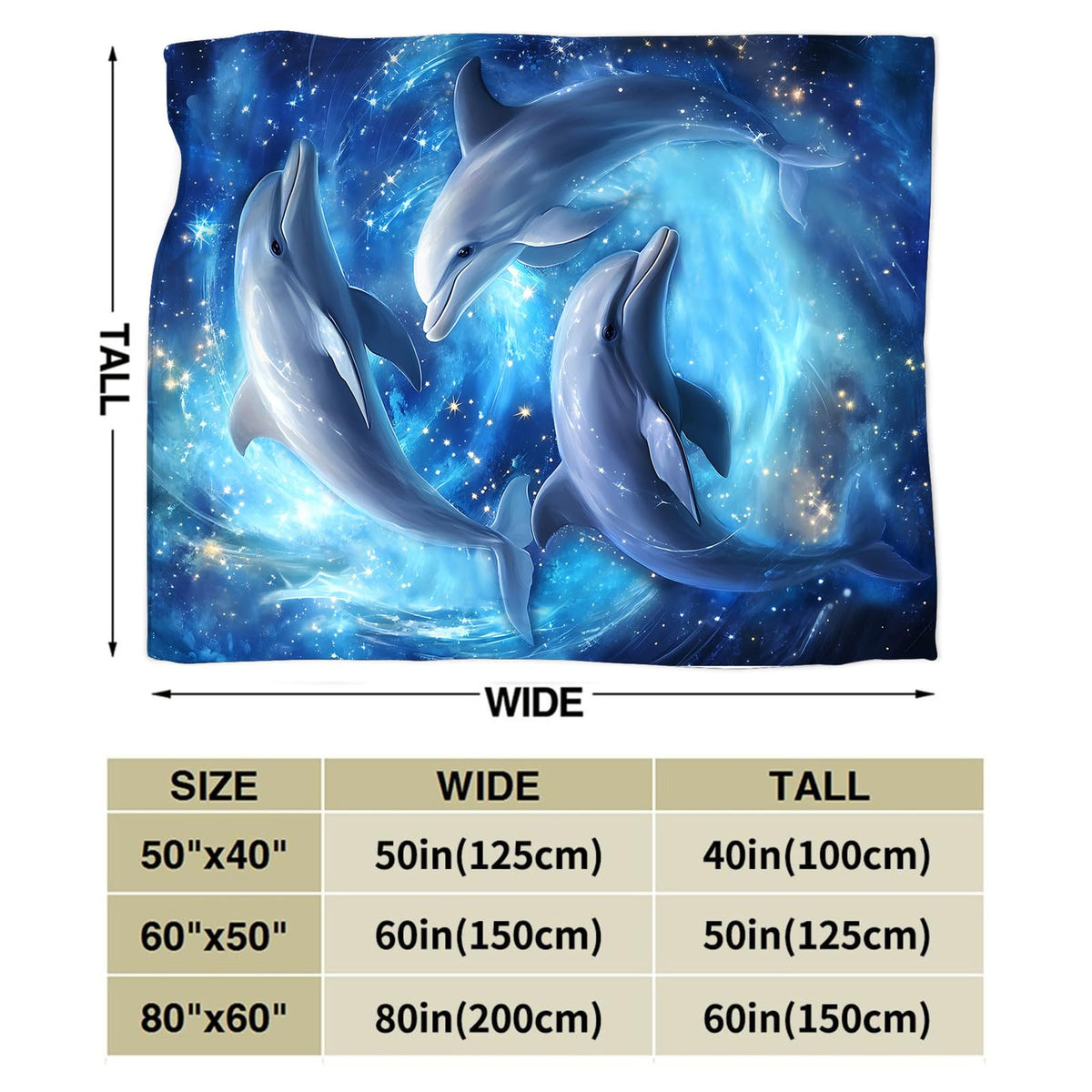 Ocean Galaxy Dolphin Throw Blanket (50"x60" / Dolphin)
